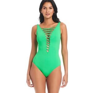 Bleu Rod Beattie Parakeet Let’s Get Knotty One Piece Swim Suit 14 NWT